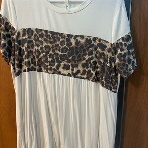 Celeste Cream and Brown Leopard Print Tee